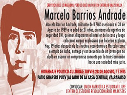 Hoy se cumplieron 20 años del asesinato de Marcelo Barrios Andrade, razón por la cual se realizaron una serie de actividades en conmemoración de la trágica ... - 35698